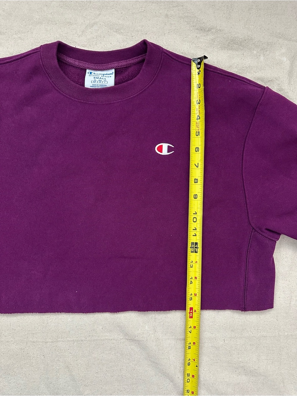 Champion Reverse Weave Cropped Sweatshirt Plum Purple dorm ready Size Small - Picture 6 of 10